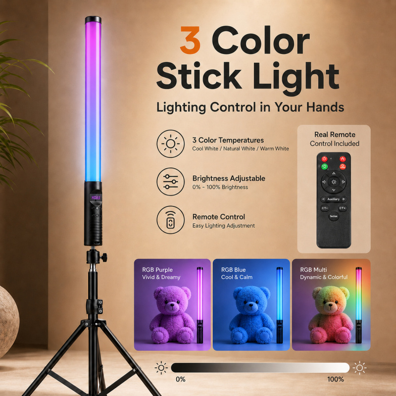 Photography Lighting For Indoor - Портативная RGB-видеолампа-палка, светодиодный заполняющий свет для