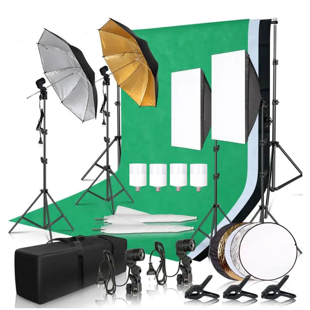 Photography Lighting Setup - Комплект для фотостудии: софтбокс, освещение, фоновая