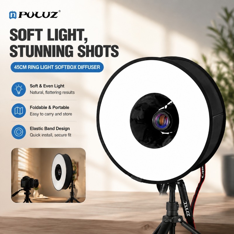 Photography Lighting Types - Складной 45-сантиметровый кольцевой светильник с мягким